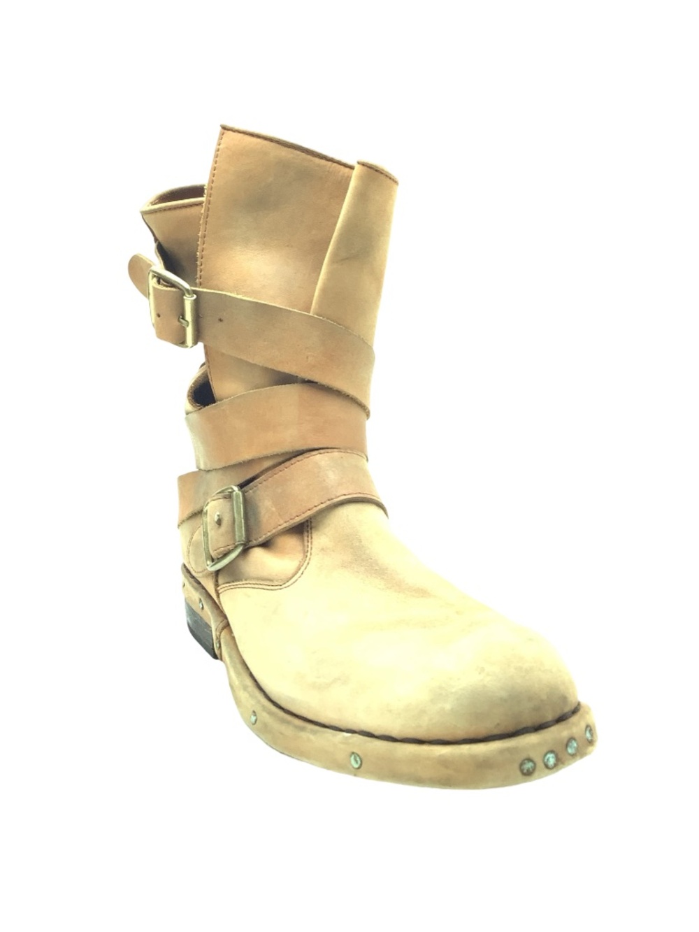 Jeffrey Campbell Tan Strappy Studded Heeled Boot